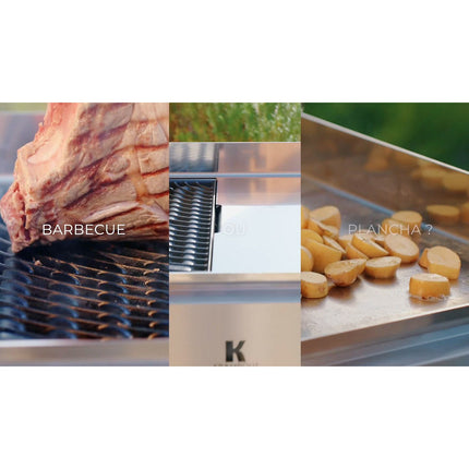 Plancha électrique KRAMPOUZ GECIO2OA00 GECIO2OA00 inox zones barbecue/plancha 2 brûleurs à poser, 70x40 cm