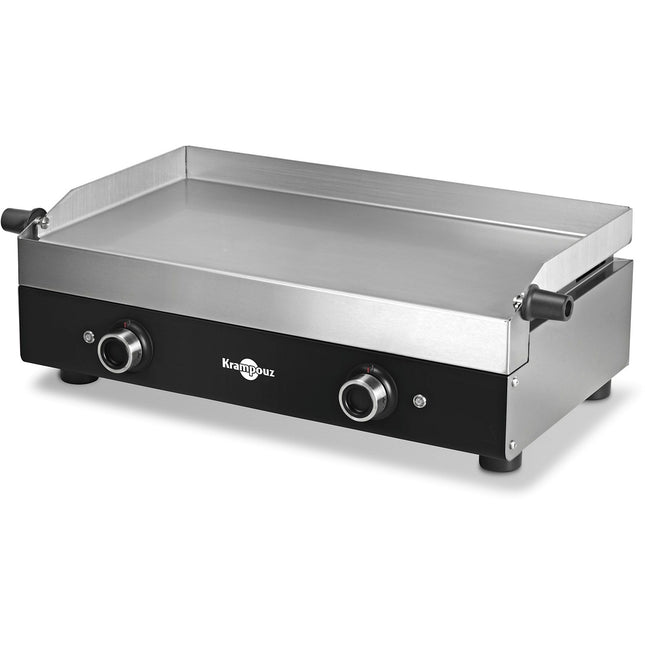 Plancha électrique KRAMPOUZ PFSR2AA-KR Noire Inox 2 brûleurs à poser, 64x33 cm