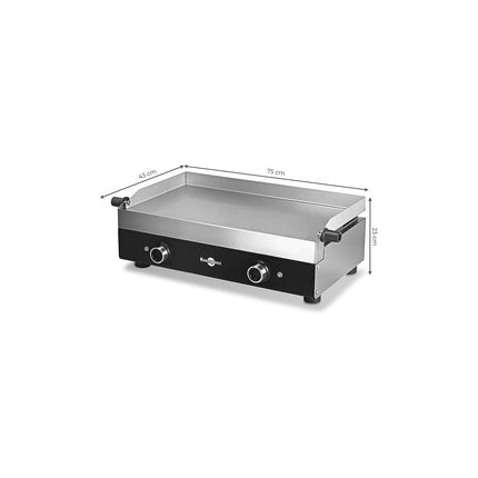 Plancha électrique KRAMPOUZ PFSR2AA-KR Noire Inox 2 brûleurs à poser, 64x33 cm