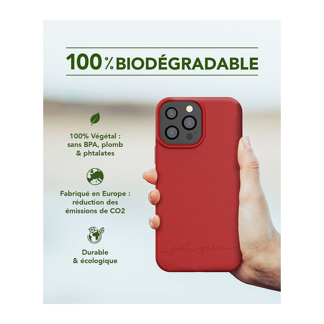 Coque JUST GREEN iPhone 13 Pro Max Bio rouge