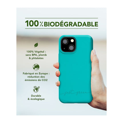 Coque JUST GREEN iPhone 13 mini Bio bleu