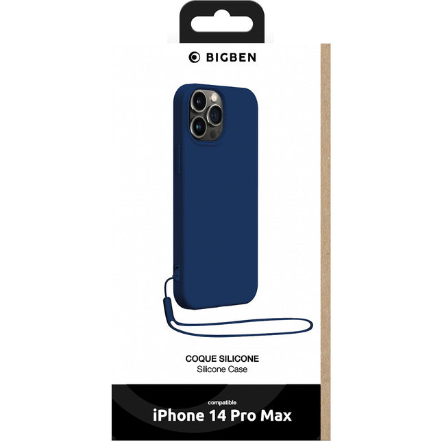 Coque BIGBEN CONNECTED iPhone 14Pro Max silicone+Dragonne bleu