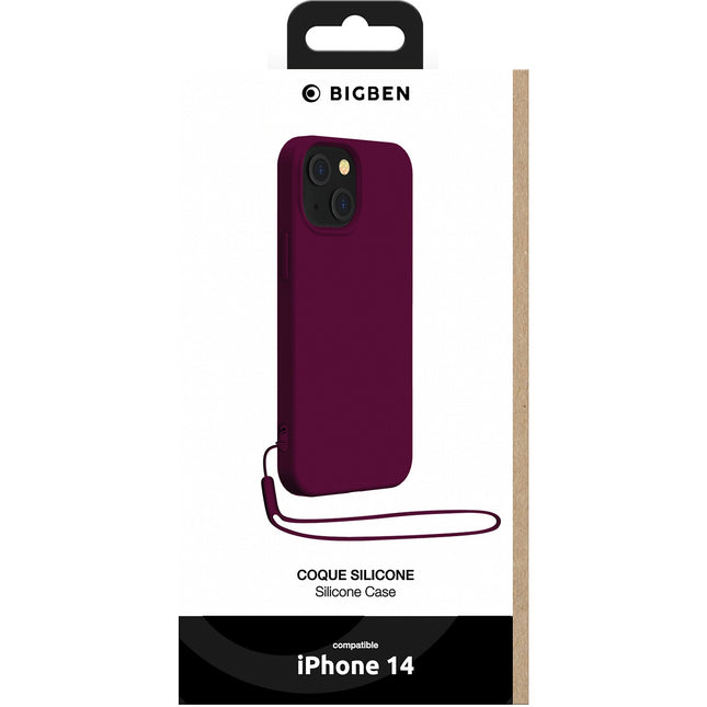 Coque BIGBEN CONNECTED iPhone 14 silicone + Dragonne violet