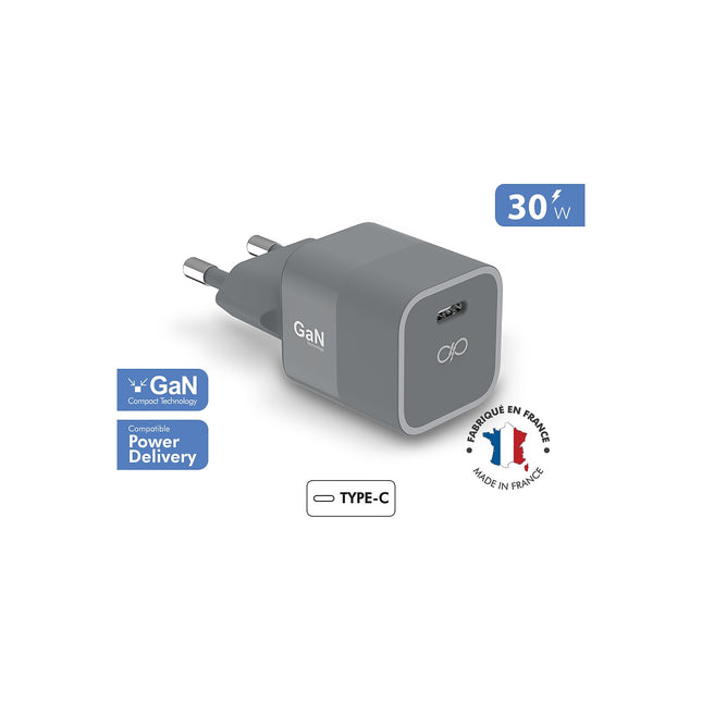 Chargeur FORCE POWER 30W USB-C Made in France Gris