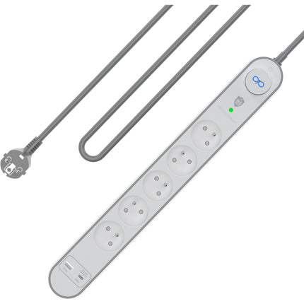 Parafoudre FORCE POWER Lite 5 prises + USB A+C 800J 1.5m EU