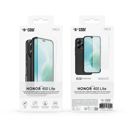 Coque CASR Honor 400 Lite coque Noir + verre trempé