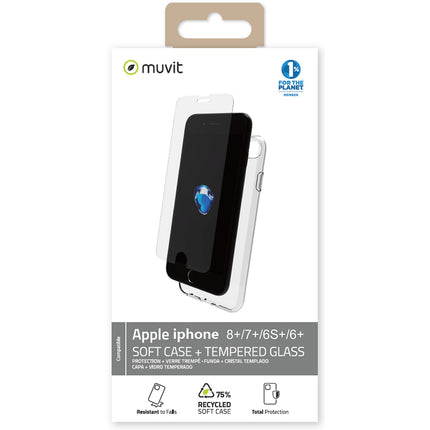 Pack MUVIT iPhone 8+/7+/6S/6+ coque + verre