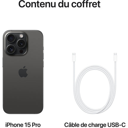 Smartphone APPLE iPhone 15ProTitNoir 128Go Batterie Neuve Reconditionné