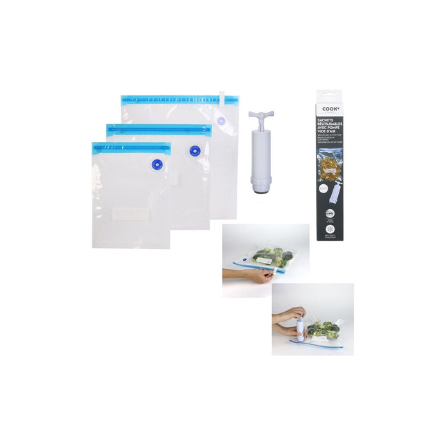 Sachets COOK CONCEPT vide d'air x4 avec pompe