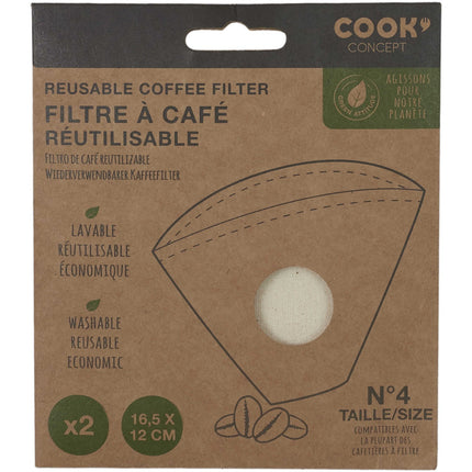 Filtre à café COOK CONCEPT lavables en coton x2