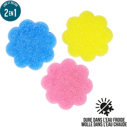 Eponge magique JE CHERCHE UNE IDEE EPONGE SCRUB FLEUR X3 M24
