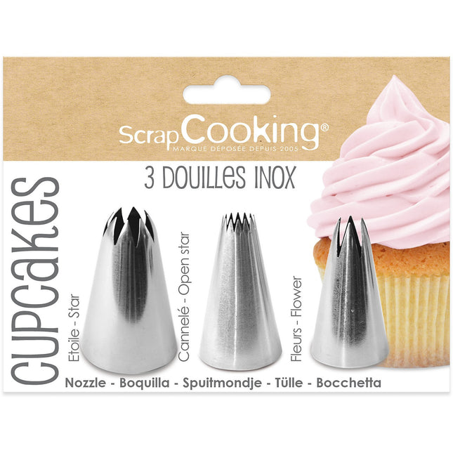 Douille à pâtisserie SCRAPCOOKING lot de 3 à cupcakes