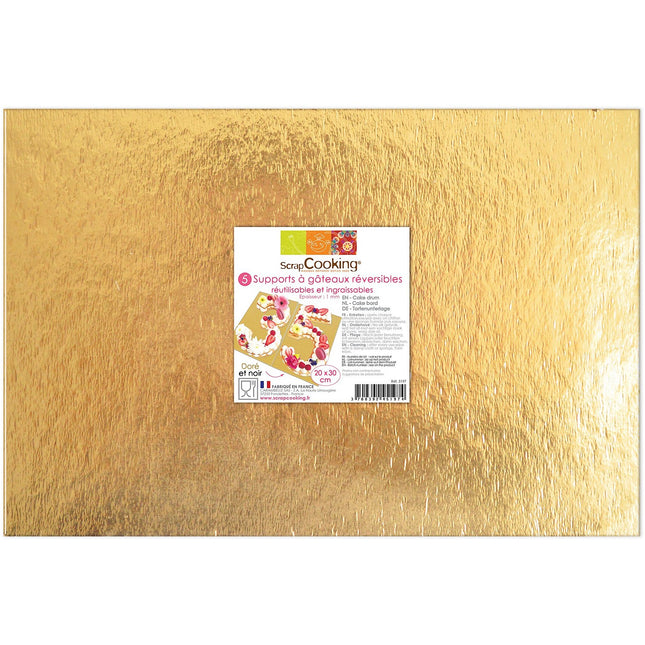 Support gâteau SCRAPCOOKING gateaux x5 fins or et noir 20 X 30