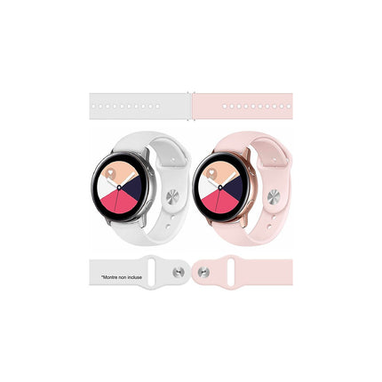 Bracelet IBROZ Samsung/Huawei SoftTouch 20mm blanc+rose