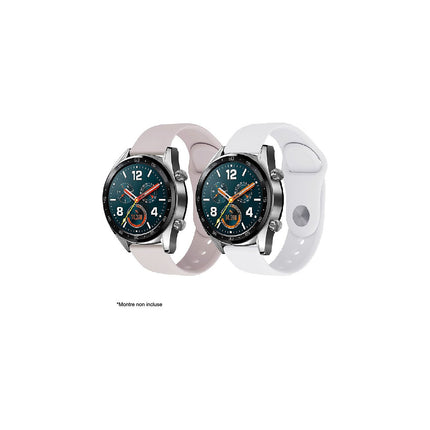 Bracelet IBROZ Samsung/Huawei SoftTouch 22mm blanc+rose