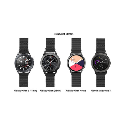 Bracelet IBROZ Samsung/Huawei 20mm Maille noir