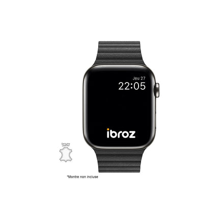 Bracelet IBROZ Apple Watch Cuir Loop 42/44/45mm noir