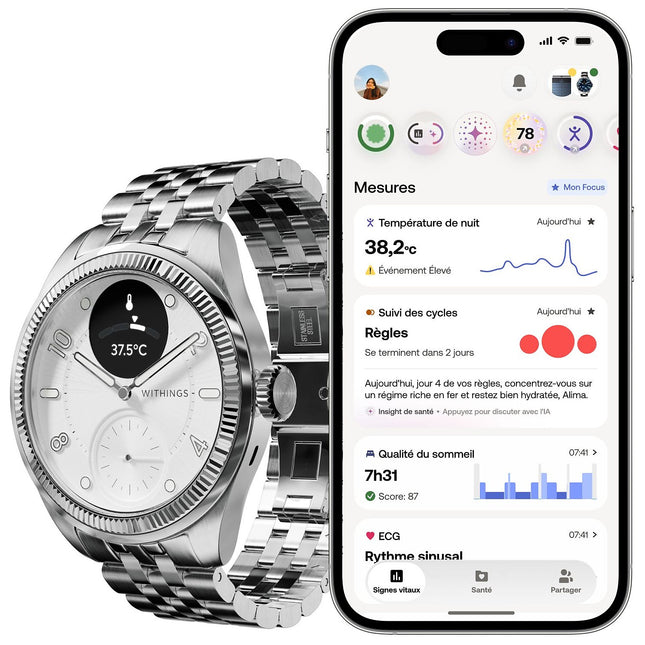 Montre santé WITHINGS Scanwatch Nova Brilliant 39mm Titanium
