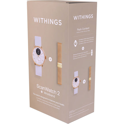 Montre santé WITHINGS ScanWatch 2 Rose Gold 38mm + bracelet milanese offert