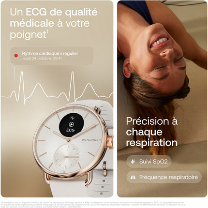Montre santé WITHINGS ScanWatch 2 Rose Gold 38mm + bracelet milanese offert