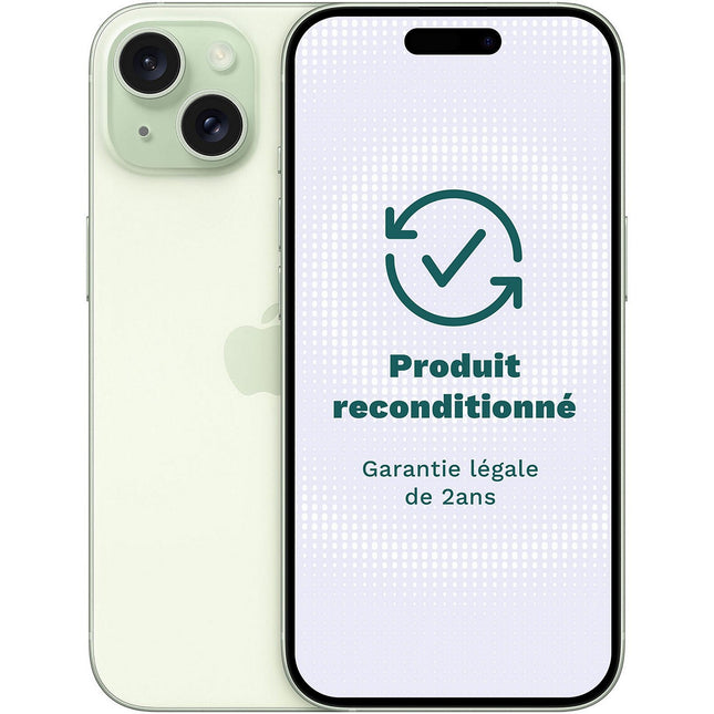 Smartphone APPLE iPhone 15 Vert 128Go Très Bon État avec Batterie Neuve