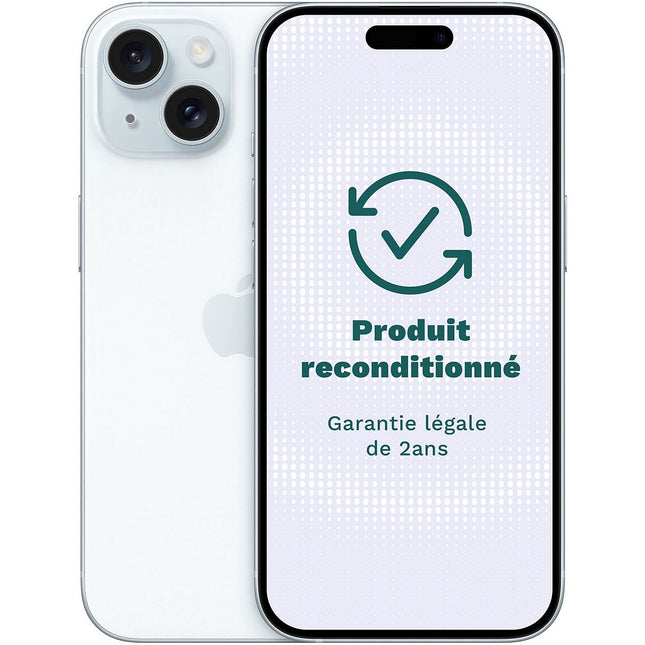Smartphone APPLE iPhone 15 5G 128Go Bleu Très Bon État avec Batterie Neuve