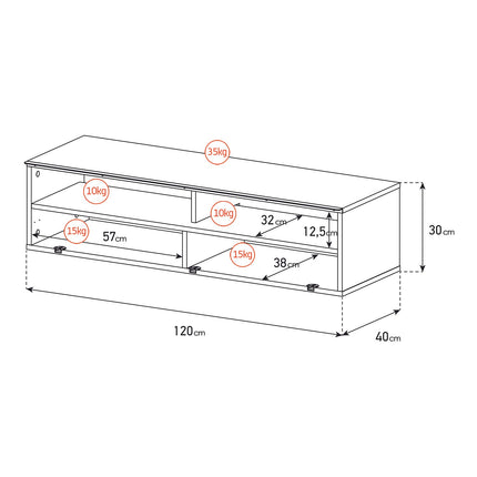 Meuble TV MELICONI Palma 120 cm gris