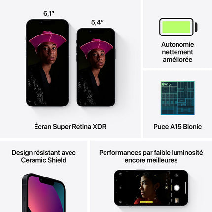 Smartphone APPLE iPhone 13 mini Vert 128Go Très Bon État - Reconditionné