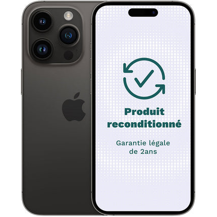 Smartphone APPLE iPhone 14 Pro Minuit 128Go Excellent État avec Batterie Neuve - Reconditionné
