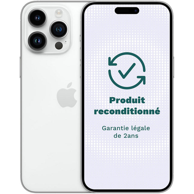 Smartphone APPLE iPhone 14 Pro Max Argent 128Go Excellent État avec Batterie Neuve - Reconditionné