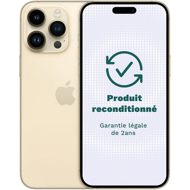 Smartphone APPLE iPhone 14 Pro Max Or 128Go Excellent État avec Batterie Neuve - Reconditionné