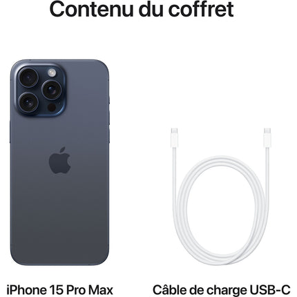 Smartphone APPLE iPhone 15 Pro Max 5G 256Go Bleu Batterie Neuve Reconditionné
