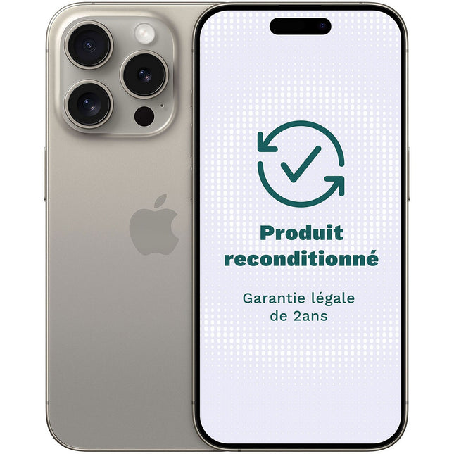 Smartphone APPLE iPhone 15 Pro Titane Naturel 256Go Excellent État avec Batterie Neuve - Reconditionné