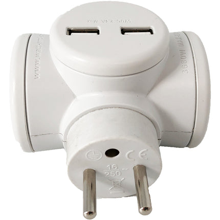Multiprise WATT AND CO Biplite 2x16A rotative + USB 2.4A Blanc