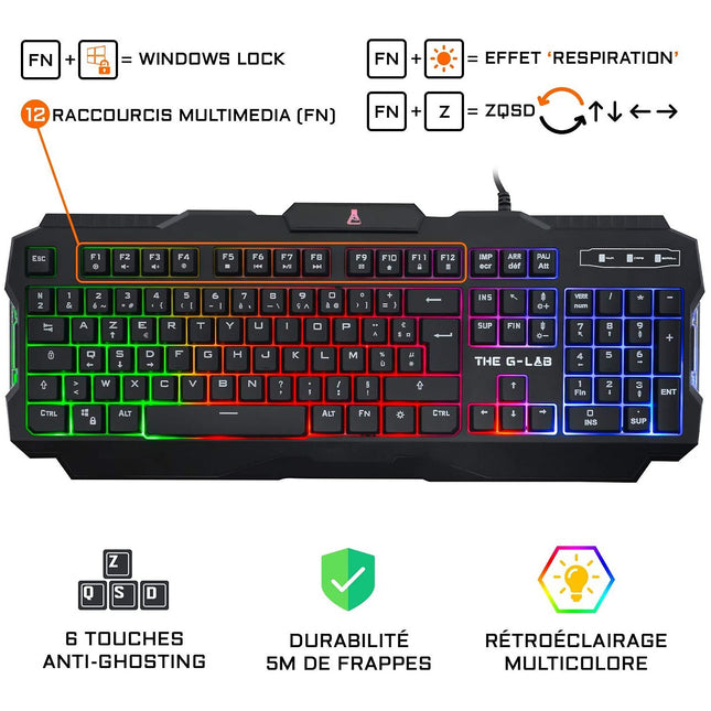 Clavier gamer THE G-LAB COMBO-ARGON Clavier-Souris et Casque