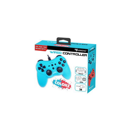 Manette SUBSONIC Manette filaire Switch Bleu néon