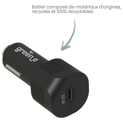 Chargeur allume-cigare GREEN_E USB-C 30W noir