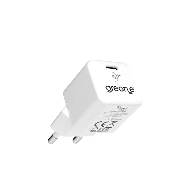 Chargeur GREEN_E USB-C 30W Blanc Origine France Garantie