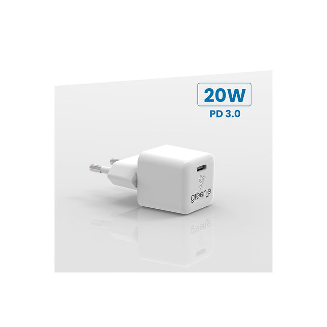 Chargeur GREEN_E USB-C 20W Blanc Origine France Garantie