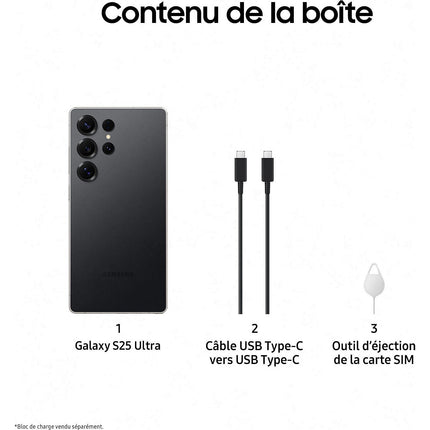 Smartphone SAMSUNG Galaxy S25 Ultra Noir Titane 256Go Reconditionné