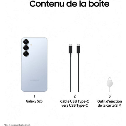 Smartphone SAMSUNG Galaxy S25 Bleu 128Go Batterie Neuve Reconditionné