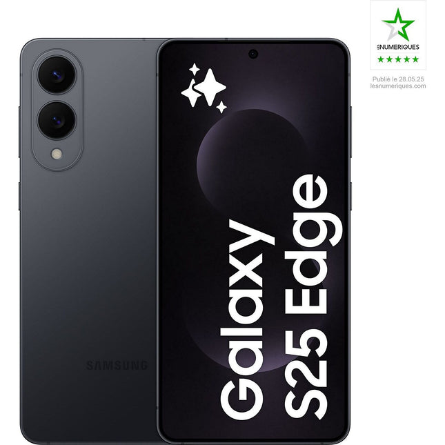 Smartphone SAMSUNG Galaxy S25 Edg Noir 512Go Batterie Neuve Reconditionné