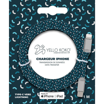 Câble USB-C YELLO KOKO vers Lightning 1m Kami motif Stick
