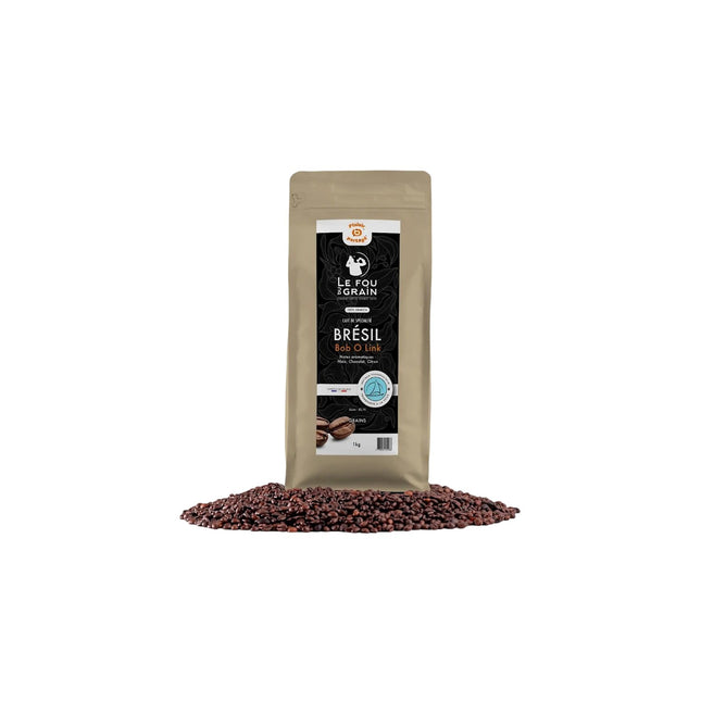Café en grain LE FOU DU GRAIN 1KG Brésil Bob O Link - Intensité 2