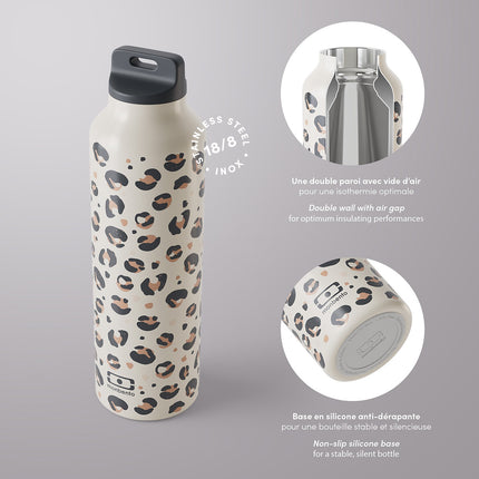 Bouteille isotherme MONBENTO MB Steel avec infuseur - Leopard