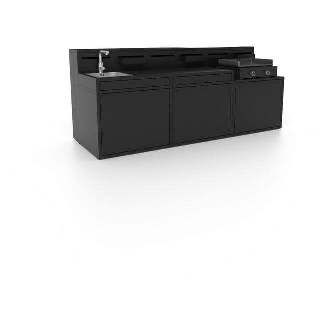 Cuisine extérieure FORGE ADOUR Cuisine complète - 3 modules en acier noir (L. 270 cm)