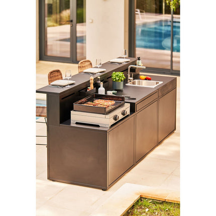Cuisine extérieure FORGE ADOUR Cuisine complète - 3 modules en acier noir (L. 270 cm)