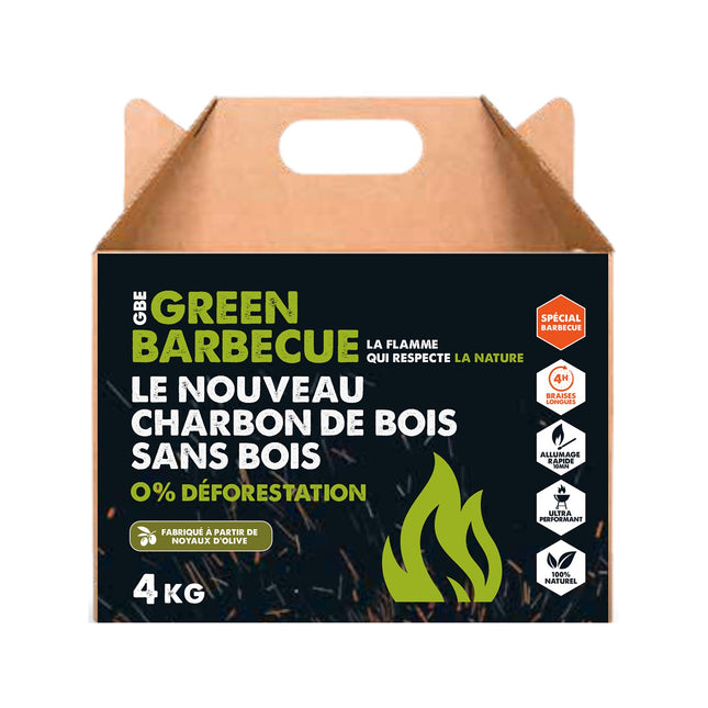 Charbon de bois GREENBBQ écologique noyaux d'olives 4kg
