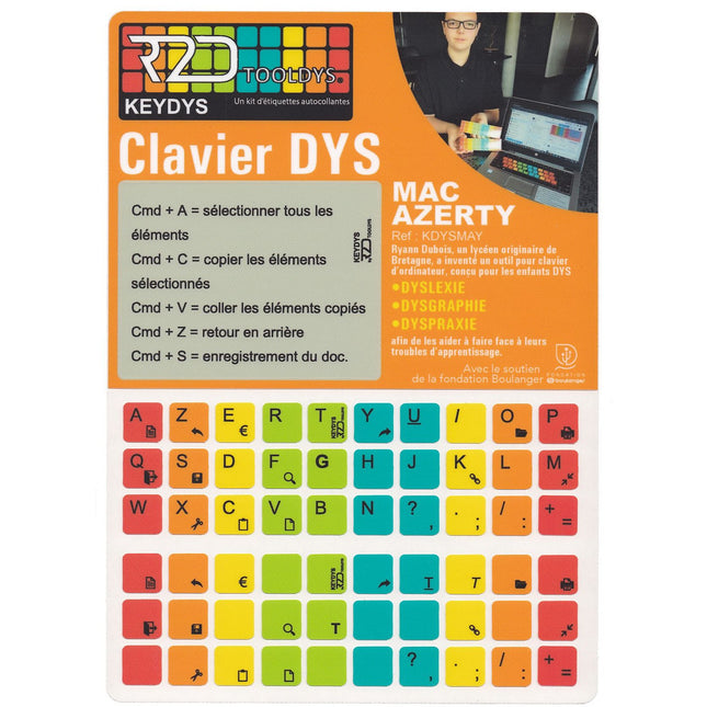 Sticker clavier R2DTOOLDYS Dyslexique Mac