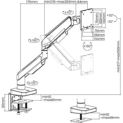 Support écran PC OPLITE Support MT49 MONITOR ARM